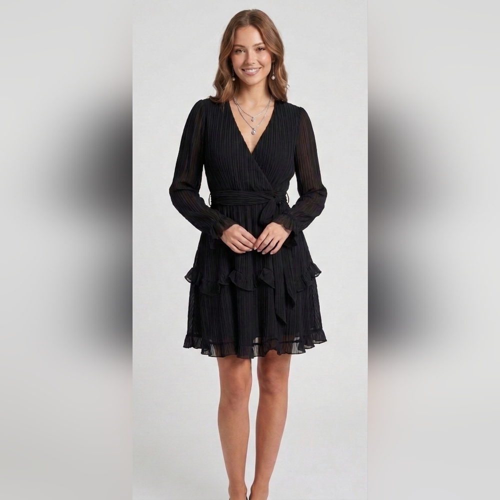 Saints + Secrets Black Ruffle Women's Dress Size S